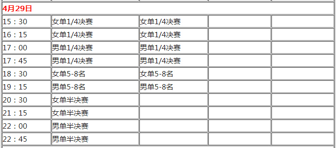 2016乒乓球亚洲杯赛程表出炉